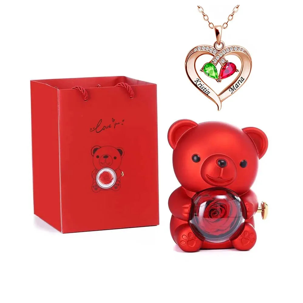 Teddy Love Bear Gifts Box with Necklace