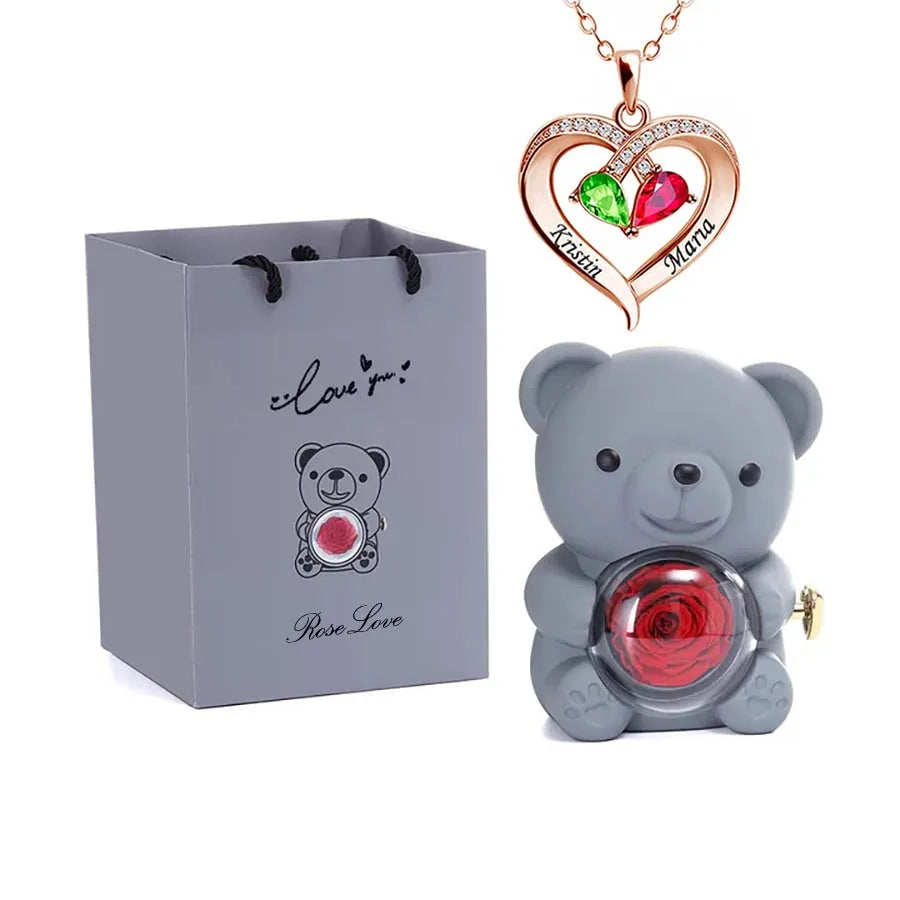 Teddy Love Bear Gifts Box with Necklace