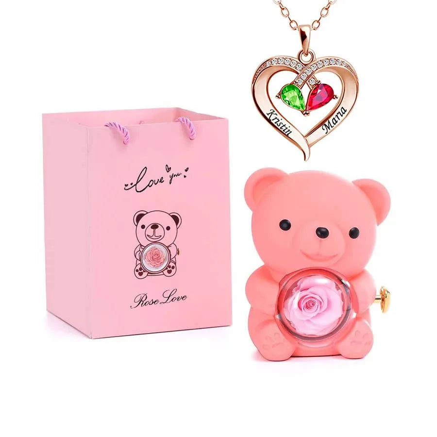 Teddy Love Bear Gifts Box with Necklace