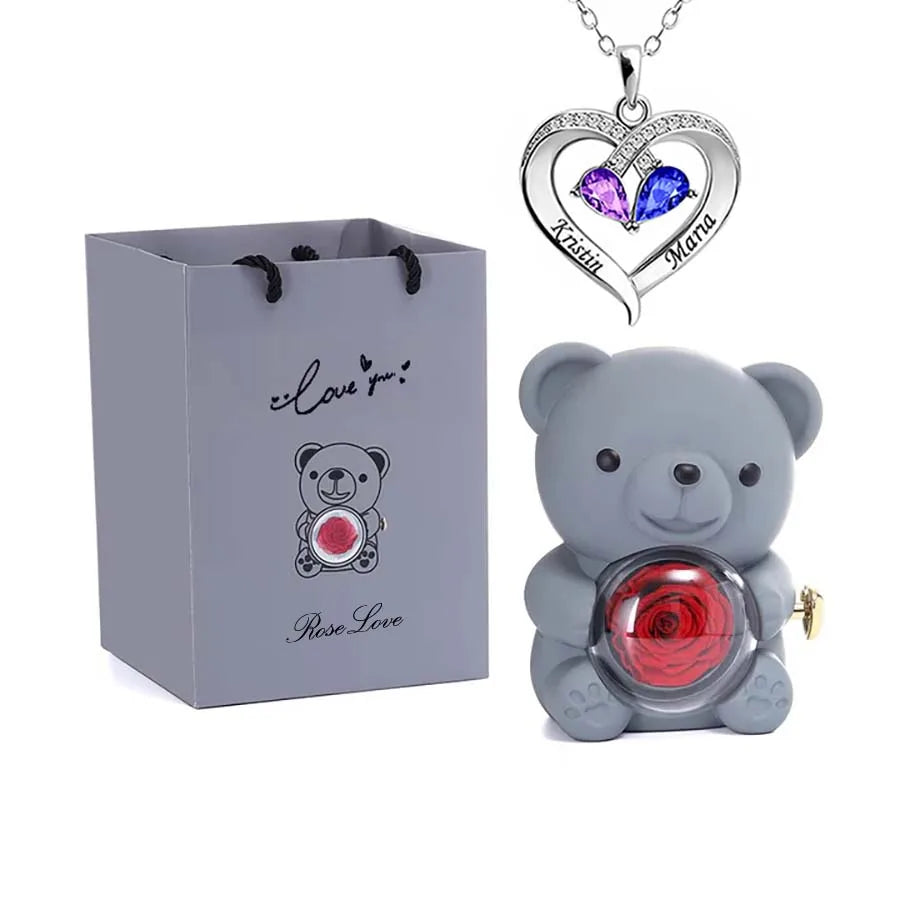 Teddy Love Bear Gifts Box with Necklace
