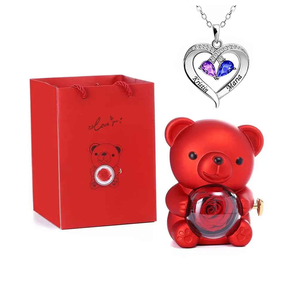 Teddy Love Bear Gifts Box with Necklace