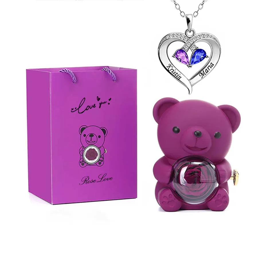 Teddy Love Bear Gifts Box with Necklace