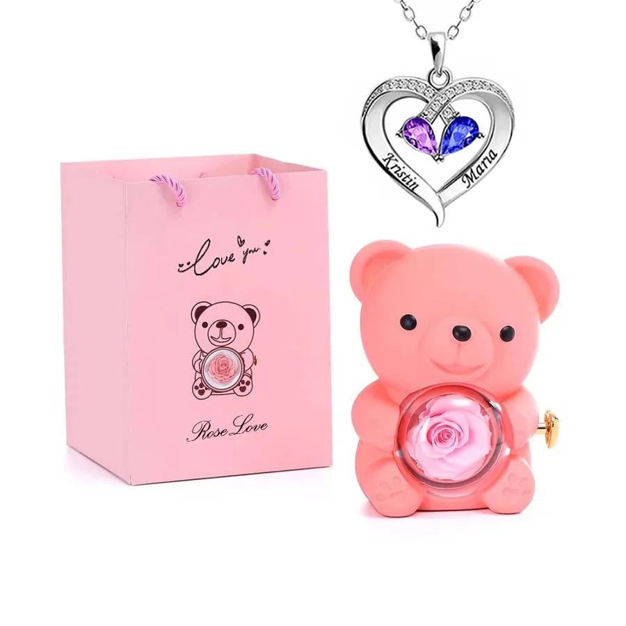 Teddy Love Bear Gifts Box with Necklace