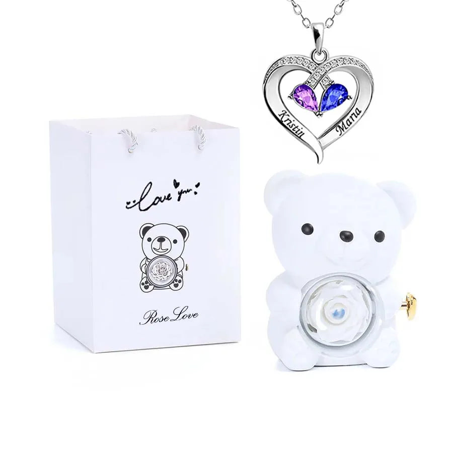 Teddy Love Bear Gifts Box with Necklace