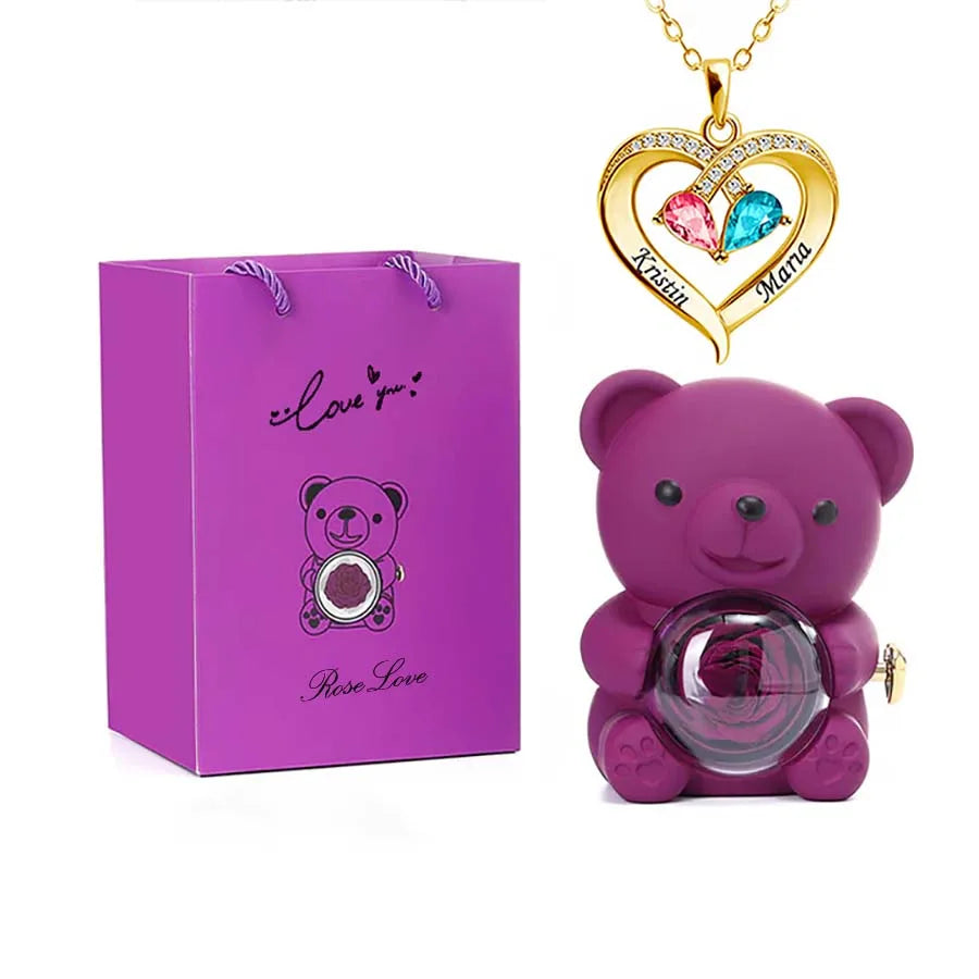 Teddy Love Bear Gifts Box with Necklace