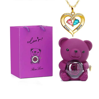 Teddy Love Bear Gifts Box with Necklace