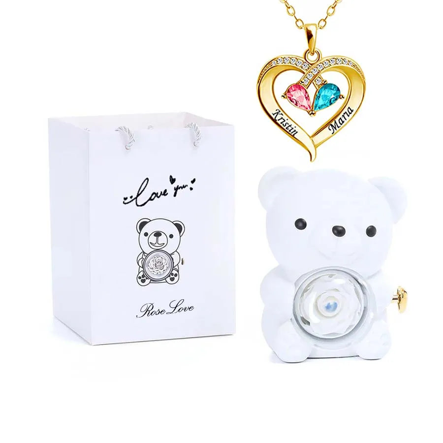 Teddy Love Bear Gifts Box with Necklace