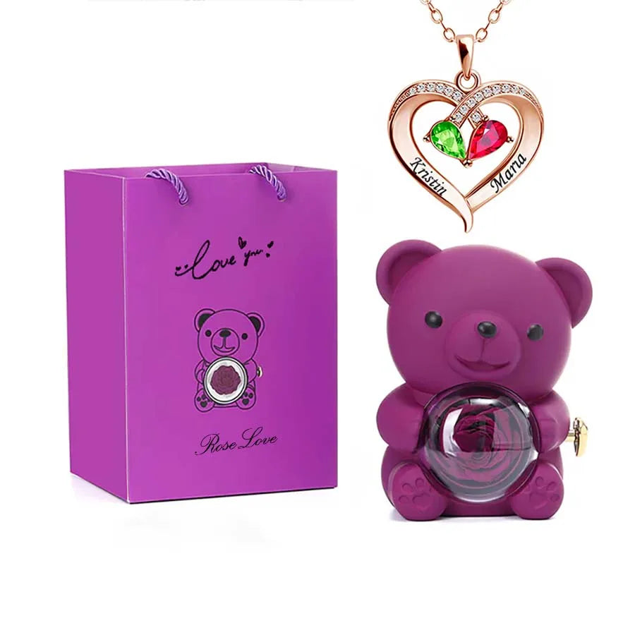 Teddy Love Bear Gifts Box with Necklace