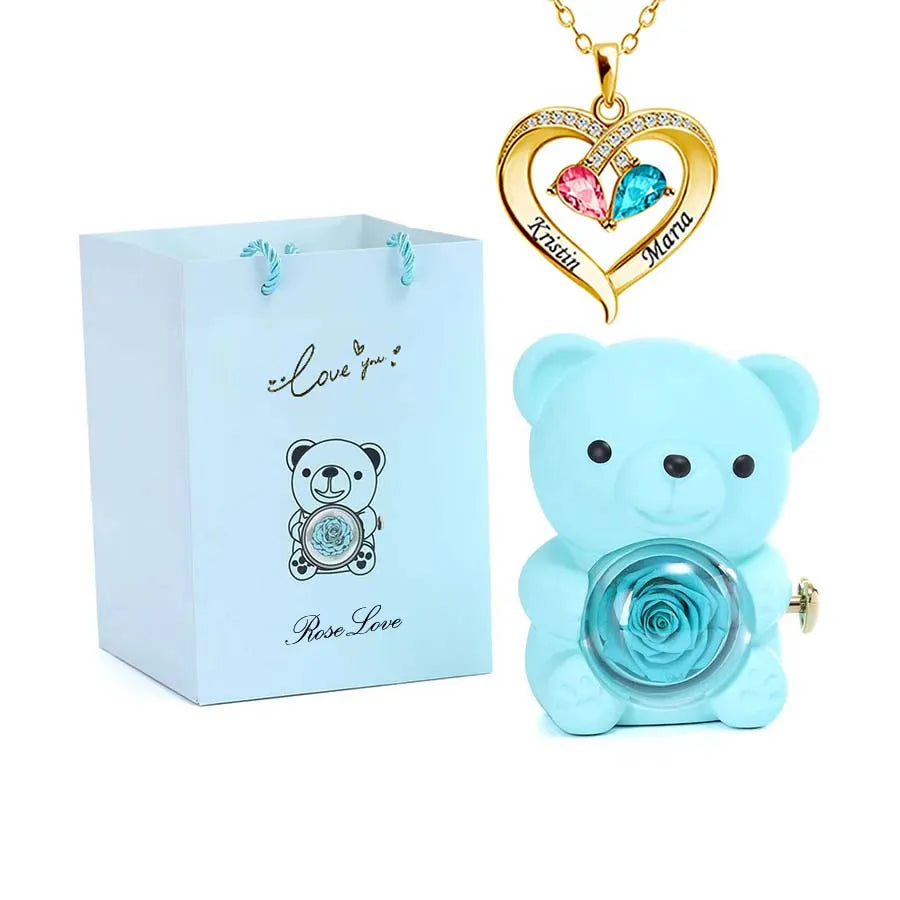 Teddy Love Bear Gifts Box with Necklace