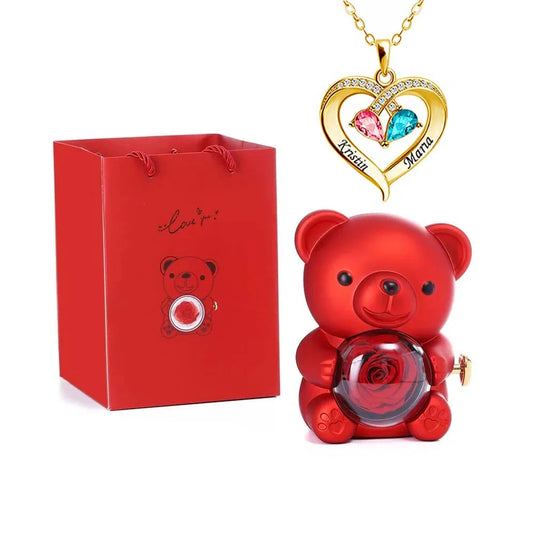 Teddy Love Bear Gifts Box with Necklace