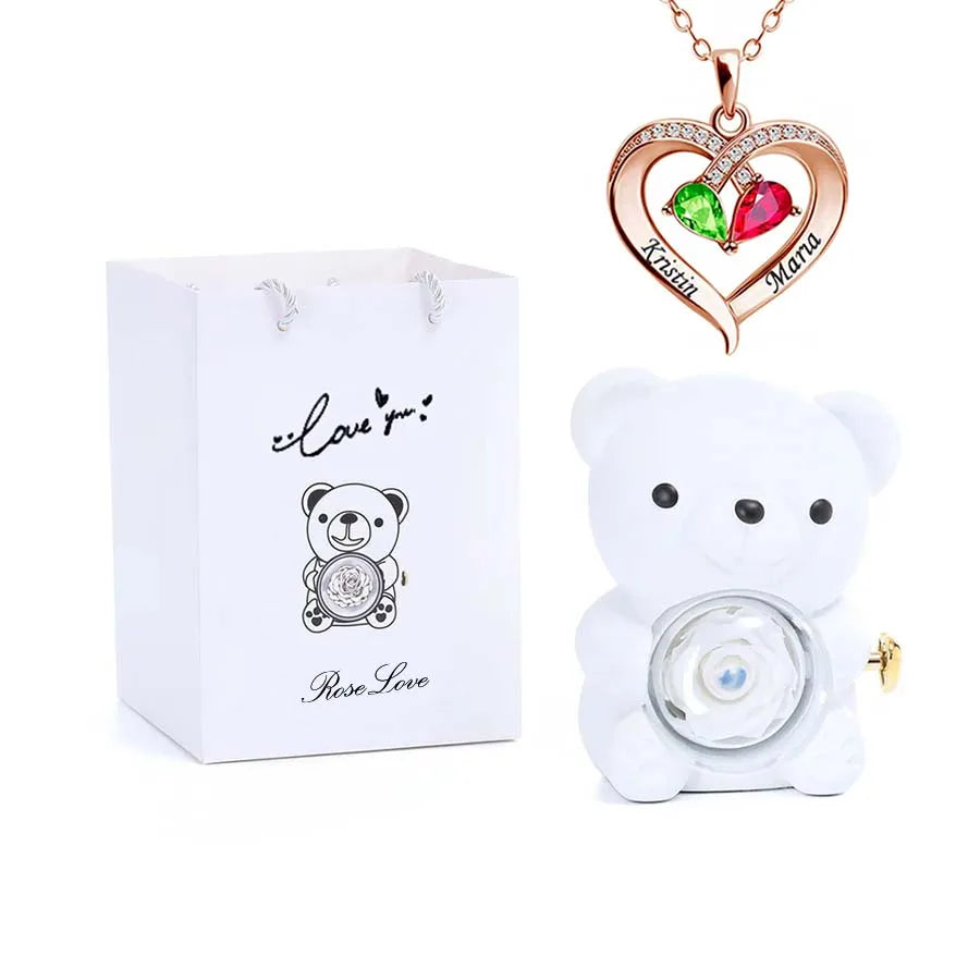 Teddy Love Bear Gifts Box with Necklace