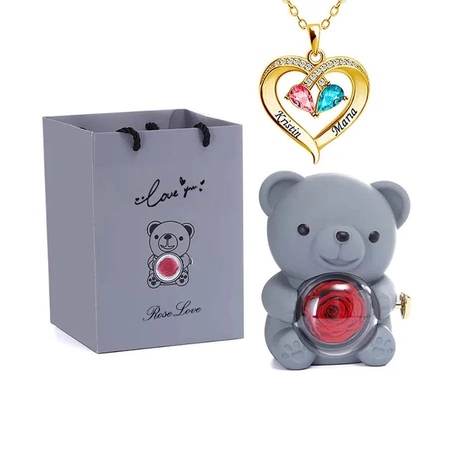Teddy Love Bear Gifts Box with Necklace