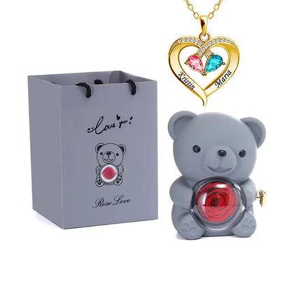 Teddy Love Bear Gifts Box with Necklace